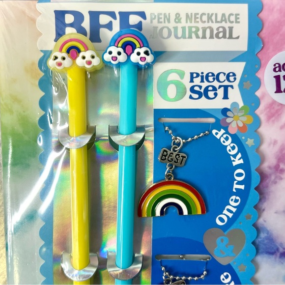 Best Friends BFF Rainbow Pen, Necklace, & Journal 6 Piece Gift Set - Picture 2 of 8